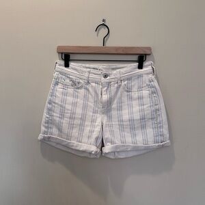 Anthropologie White Striped Jean Shorts